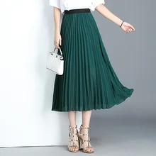 Новая модная женская однотонная плиссированная юбка с высокой талией, эластичная юбка, женские вечерние юбки черного и розового цвета