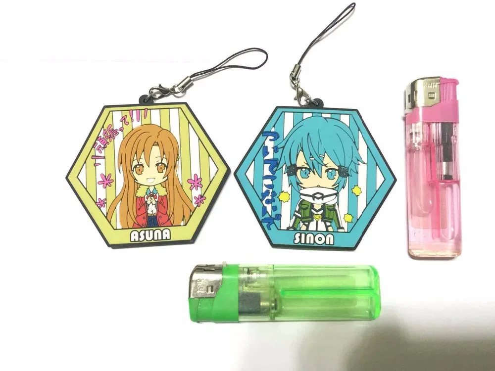 G389-1 4pcslot Original Japanese anime figure Sword Art Online rubber Silicone sweet smell mobile phone charms keychain strap
