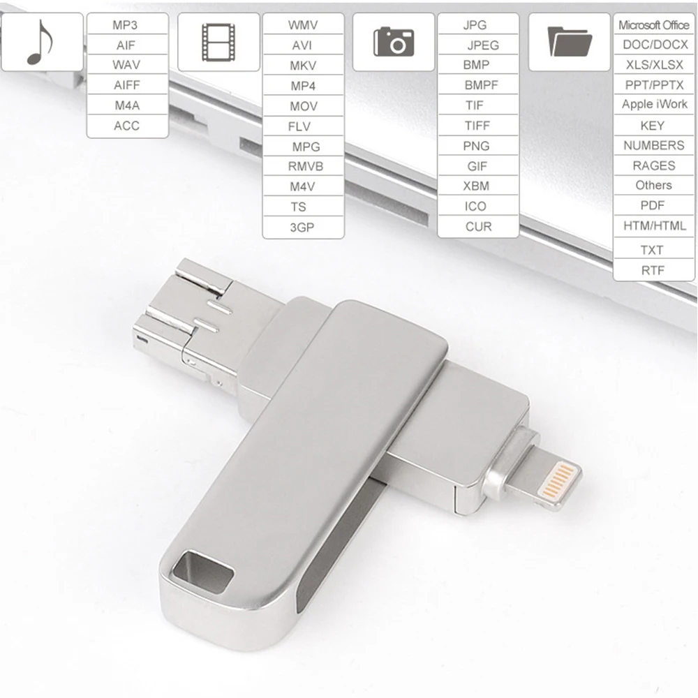 3 in 1 Lightning OTG USB Flash Drive USB 3 0 Pen Drive for iPhone iPad 3