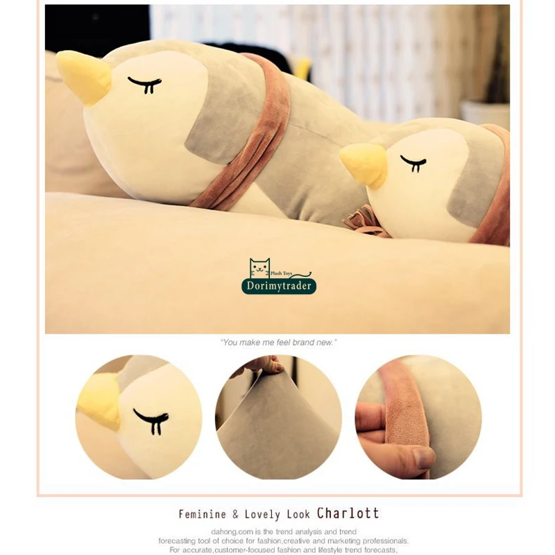 Dorimytrader pop lovely lying animal penguin plush pillow toy giant stuffed anime penguins doll cartoon pillow gift decoration 35inch 90cm DY61818  (8)