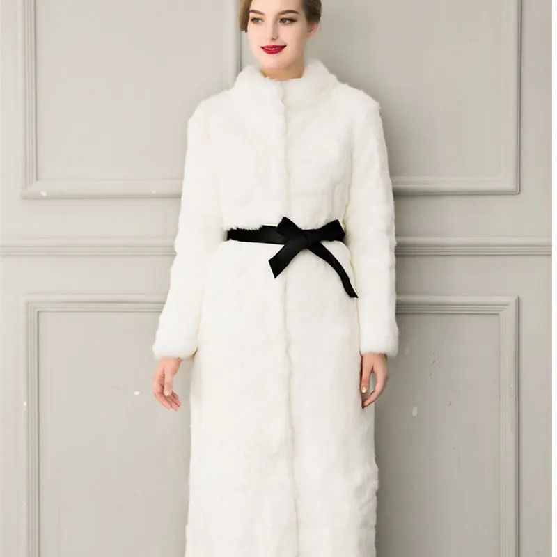 Naturel Tissu Col Élégant Noir Lapin Renard Plus Faux Section Blanc black White Femelle Longue Couleur Femmes Nouveau De Lady Fourrure Hiver Manteau zdS6HxqHw