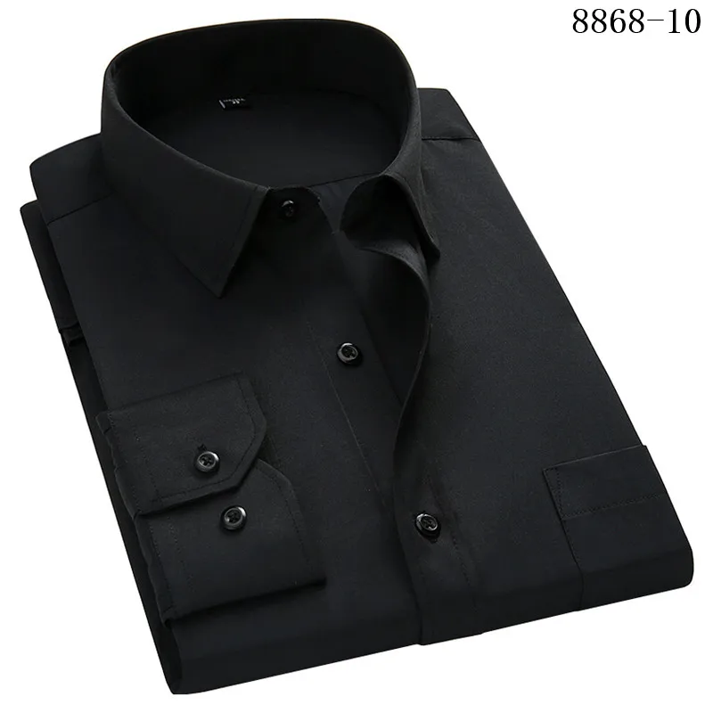 8868-10 Black 4XL 5XL 6XL 7XL 8XL большой размер мужская деловая Повседневная рубашка с длинными рукавами белая синяя Черная умная мужская деловая рубашка плюс - Цвет: 8868-10 Black