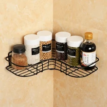 Houmaid кухонные полки для хранения угловой настенный треугольник держатель для ванной специй организации черный белый полки для душевой