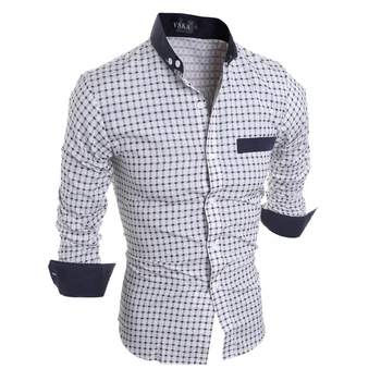 

Luxury Mens Slim Fit Shirt Plaid Mens Shirts Slim Fit Cotton Long Sleeve Formal Dress Casual Social Plus Size Shirt