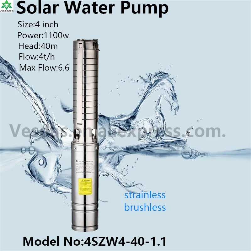 

4Inch 1100W AC220V DC300V with Permanent Magnet Synchronous Motor Flow 4T/H Head 40M for Farm Deep Well Solar Water Pump