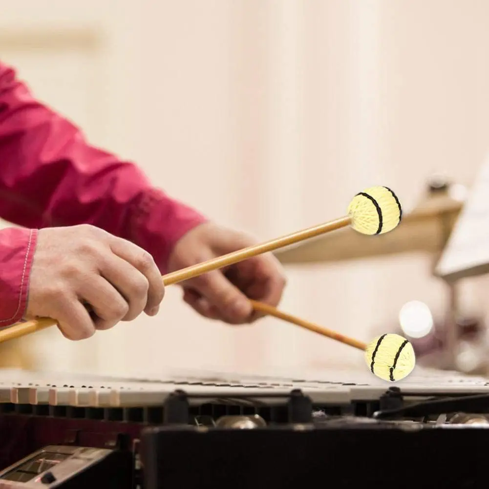 BMDT-1 пара Mallets Marimba, перкуссионные Mallets с головой пряжи и гладкой деревянной ручкой для профессионального плеера