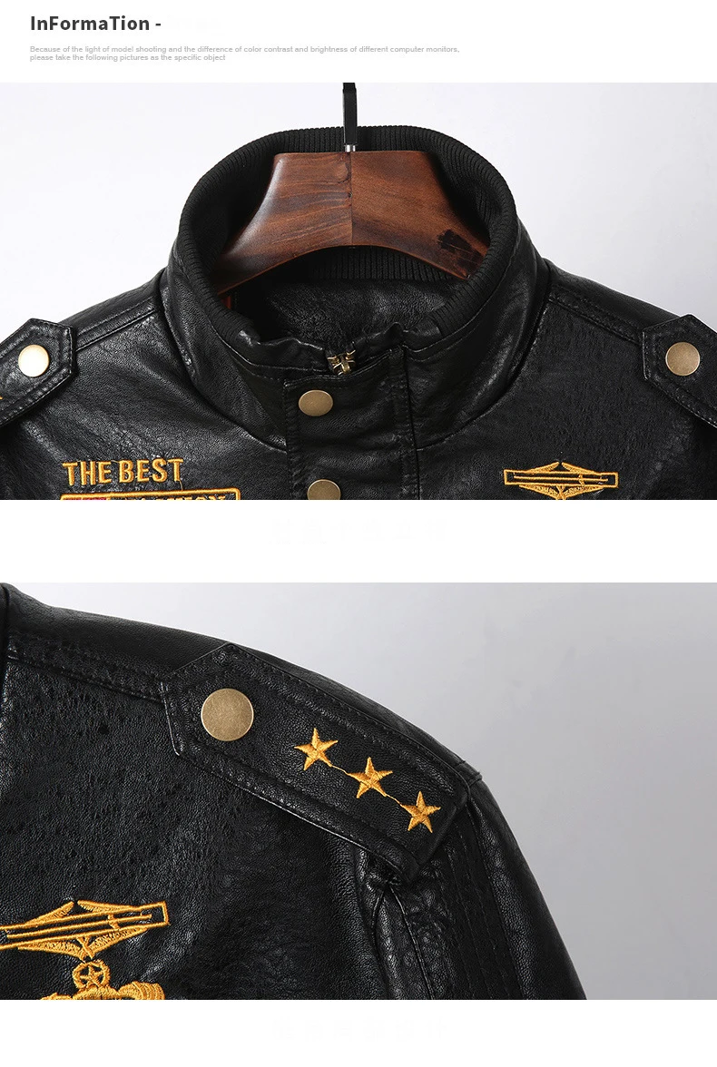 mens leather motorcycle jackets Men's Faux Leather Jackets Men Stand Collar Coats Male Motorcycle PU Leather Jacket Casual Slim Brand Coats Plus Size M-6XL leather flying jacket