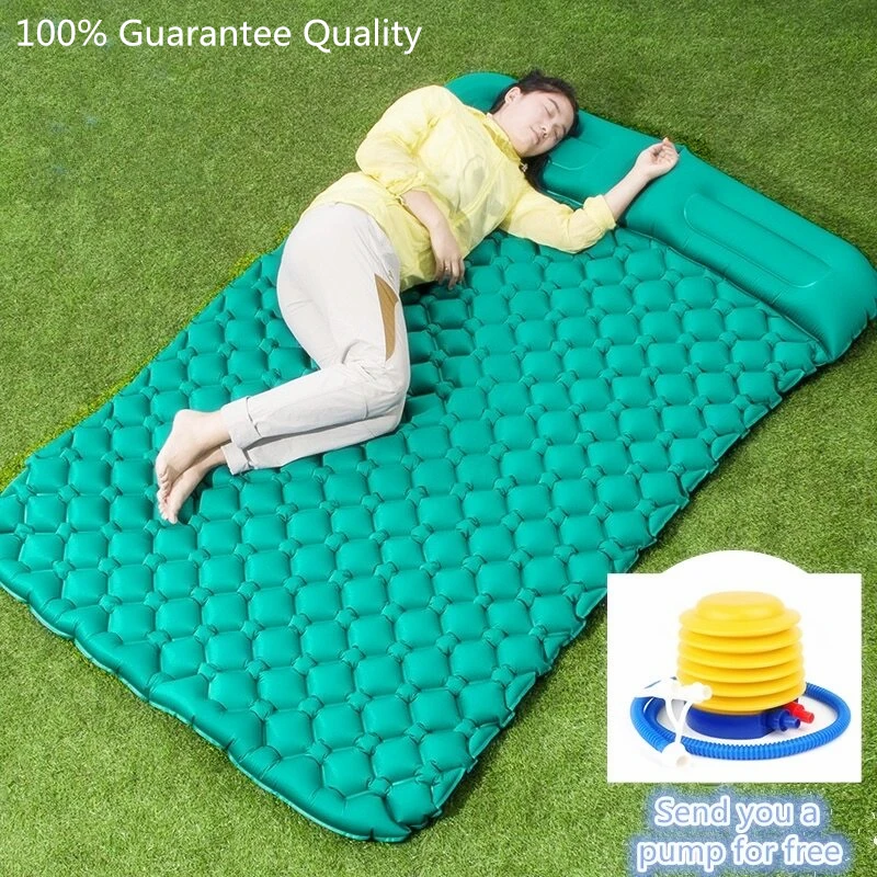Esteiras de Acampamento Inflável ao ar Pessoa Moistureproof Almofada Livre Piquenique Praia Xadrez Cobertor Casa Resto Macio Cama Viagem Esteiras 2 ar
