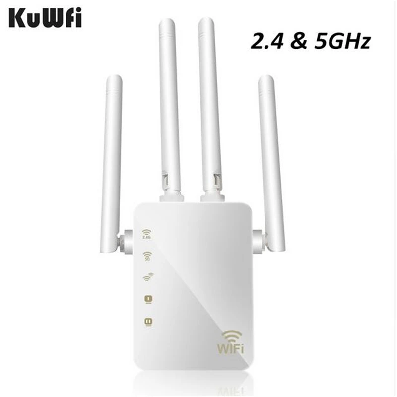 Усилитель сигнала KuWFi 1200 Мбит/с 4 внешних антенны 2 порта Ethernet и 5 ГГц | Компьютеры