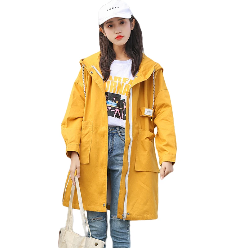 Cm347 De Coupe 2018 Bf Capuchon Femmes Nouvelles Manteau vent Preppy Printemps yellow Survêtement Vent Longue Style Mode Fermeture Éclair Tranchée Occasionnel Green Light Lâche À nqUIWWc1v
