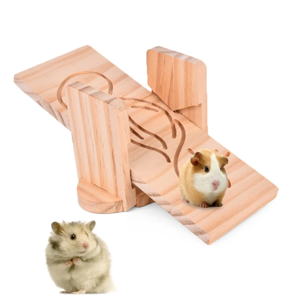 Small Pet Animal Pine Seesaw for Hamster / Chinchillas / Guinea Pigs Funny Toys Play Toys Chew
