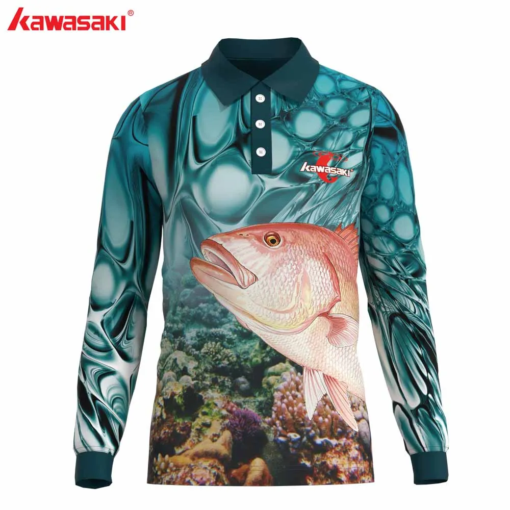 

New Fishing T shirt style Casual Digital fish 3D Print T-shirt Men Women T shirt Summer long Sleeve Collor With Buttons