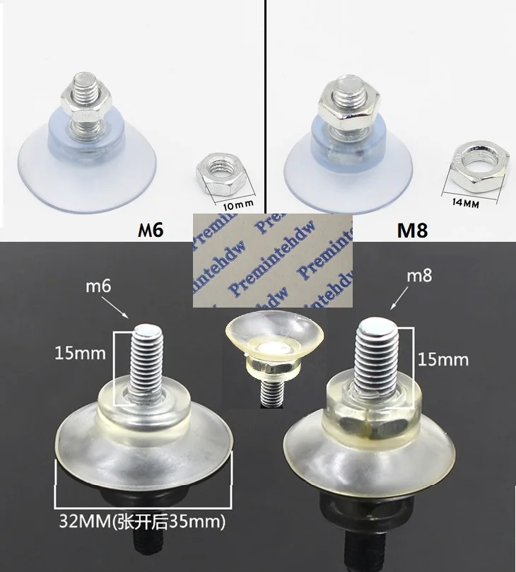 

4Pcs/Lot Premintehdw Rubber Glass Tile Suction Cup With M6 M8 threaded bolt nut Bar leg feet Anti Slip Pad Cushion Leveler