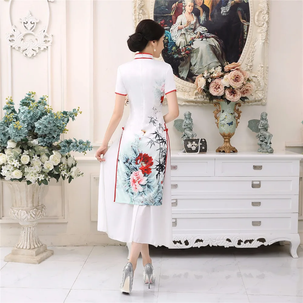 Шанхай история белый аозай Вьетнам платье для женщин традиционная одежда китайский Восточный платье длинный Чонсам Китай Qipao