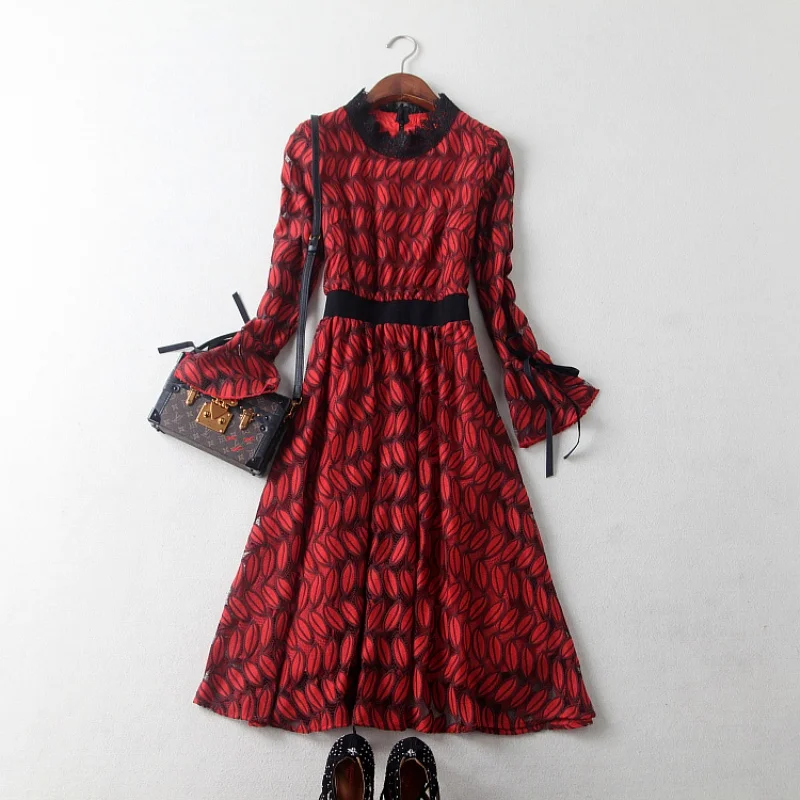 hot sale Lace dresses spring 2017 new High quality fashion