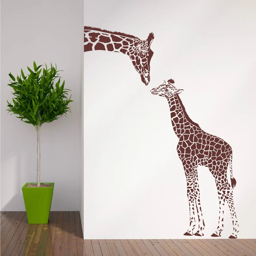 Billig ZN N194 GIRAFFE UND BABY GIRAFFE wandaufkleber tiere vinyl Wandkunst Kindergarten Mädchen Wandaufkleber Aufkleber für Kinder zimmer