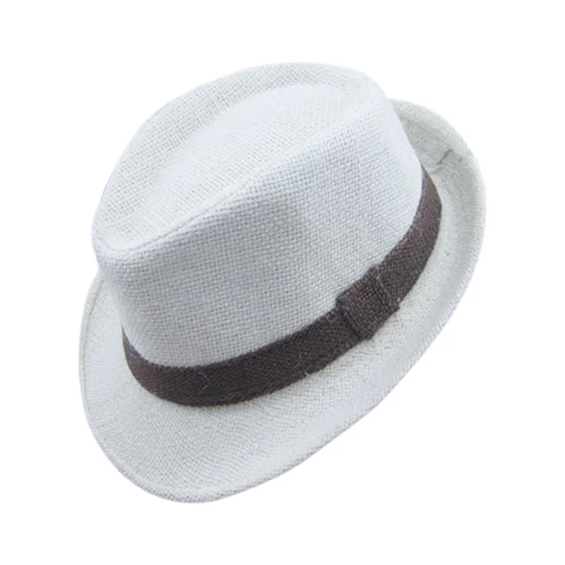 Новые однотонные детские шляпы Fedora, льняная джазовая Кепка s, детский топ, Детская кепка от солнца, Topee Fedoras