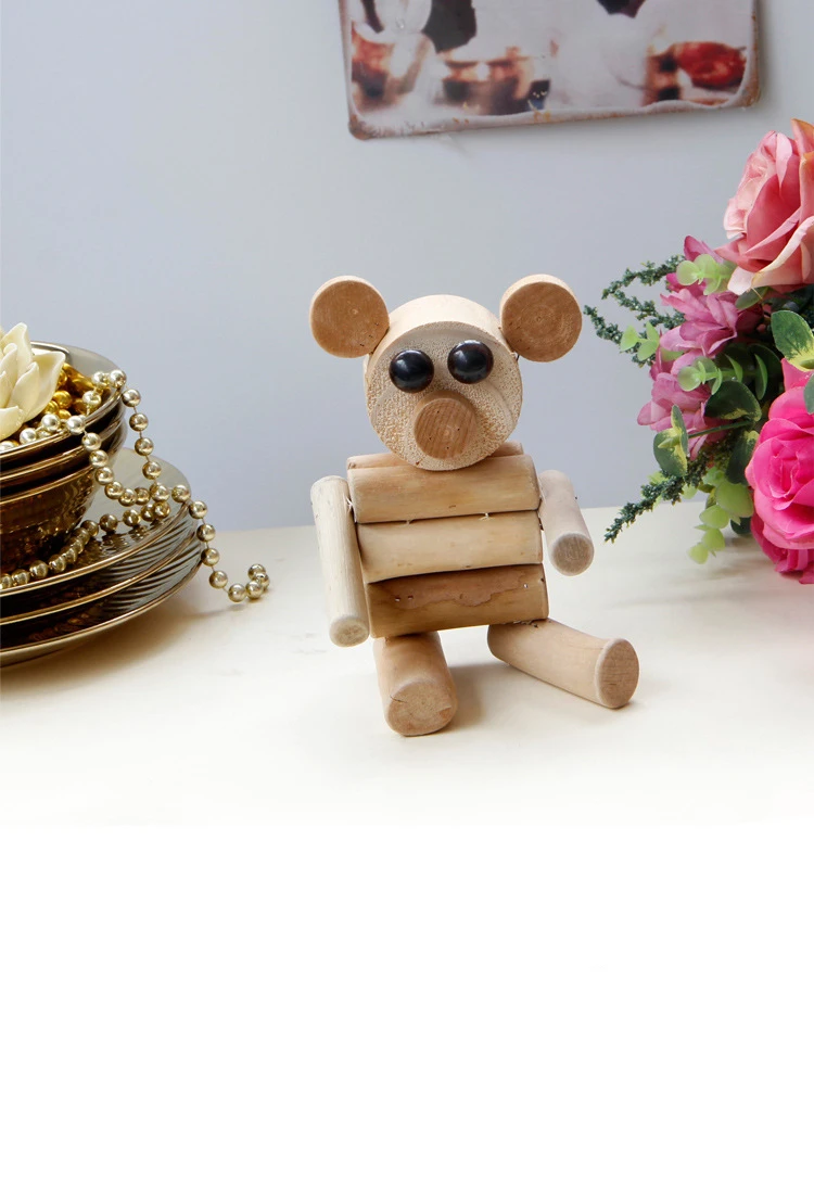 Wood Bear Figurines (8)