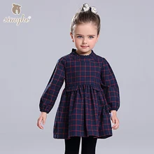 Simyke Filles Automne Plaid Robe Avec Manches Longues Robe Pour Fille de 2017 Nouveaux Enfants En Bas Âge Filles Vêtements Enfants Vêtements D8218