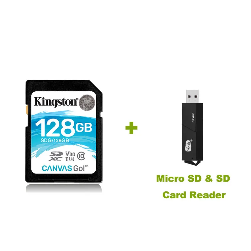 SDG-XGB-128-2in1read Карта памяти SD kingston 32 Гб 64 Гб 128 ГБ 256 ГБ 512 ГБ SDG SDHC/SDXC Canvas Go HD 4K видеокарты для DSLRs Дронов и экшн-камер - Емкость: SDG-XGB-128-2in1read