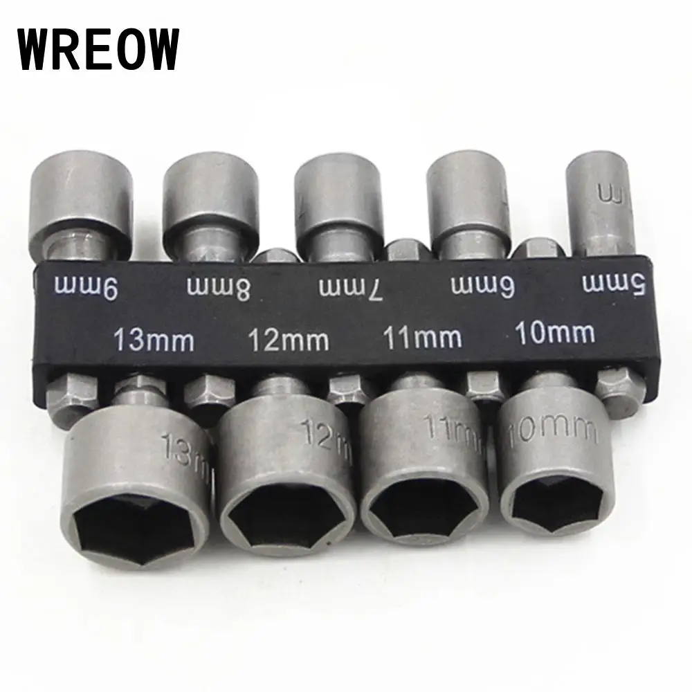 9PCS 1/4" Hex Shank Power Nut Driver Drill Bit Metric Socket Wrench