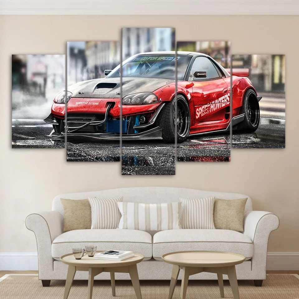 Wall Canvas 5 Panel Sport Cool Car Landscape Art Print Painting Poster
