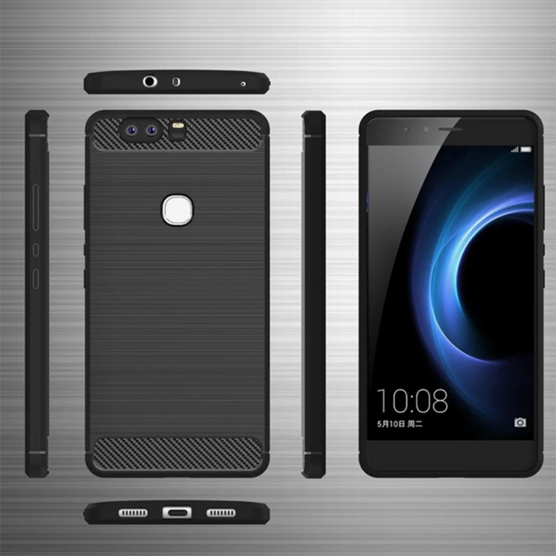 Силиконовый противоударный чехол для huawei honor 8 из углеродного волокна матовый
