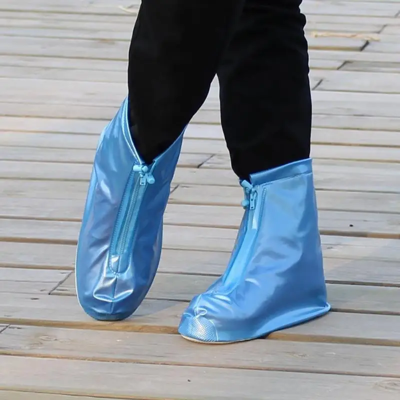 1 пара непромокаемых защитных ботинок, высокие сапоги на молнии, установленные в нескользящих резиновых сапогах - Цвет: blue
