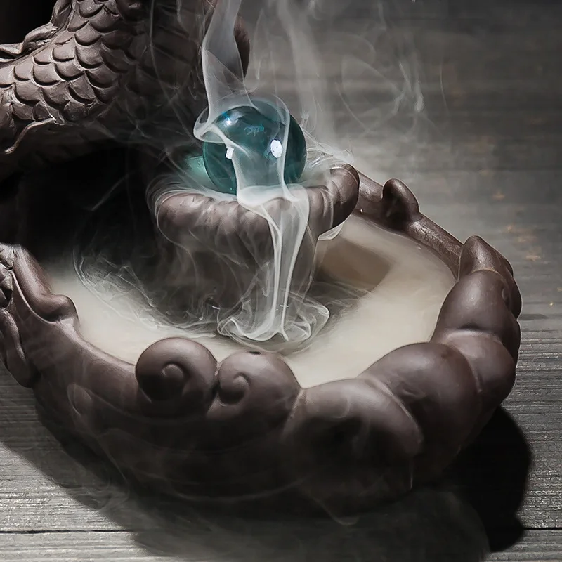 Подарочная коробка креативный домашний декор горелка "дракон" с хрустальным шаром+ 20 шт благовоний конусов
