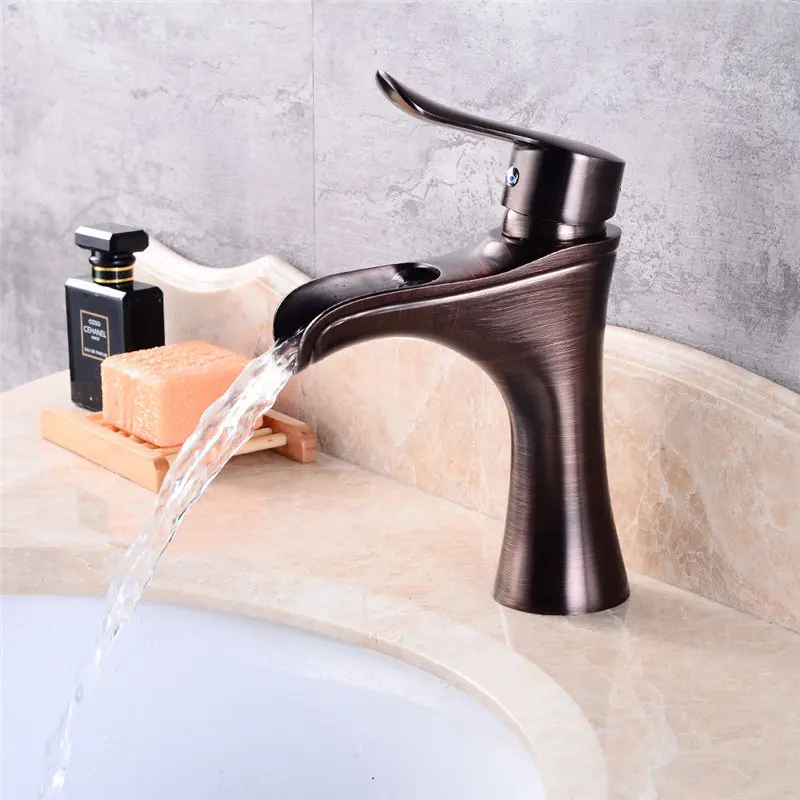 

Basin Faucets Superior quality ORB Bathroom Faucet Single Hole Cold and Hot Basin Crane Waterfall Tap Basin Faucet Mixer Taps