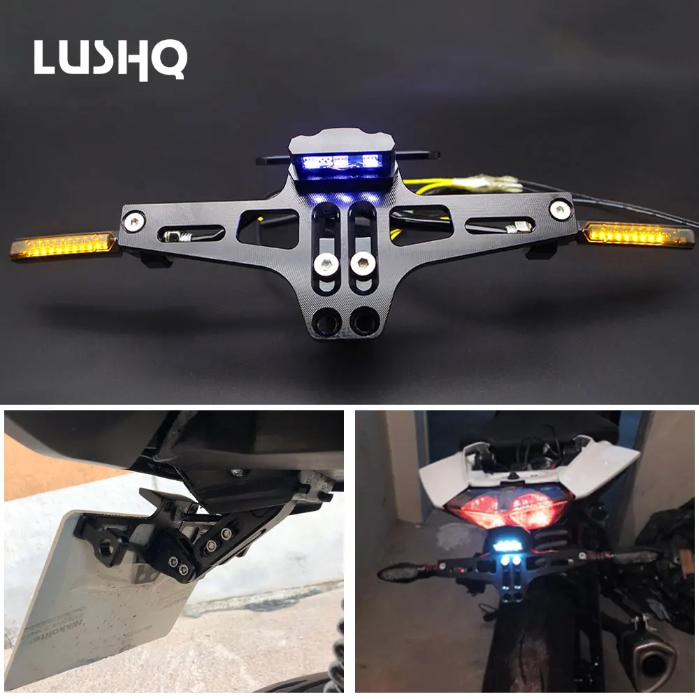 

Universal CNC Motorcycle License Plate Bracket Holder With LED Light For suzuki gs 500 ltz 400 gsr 600 bandit 650 gsr 750