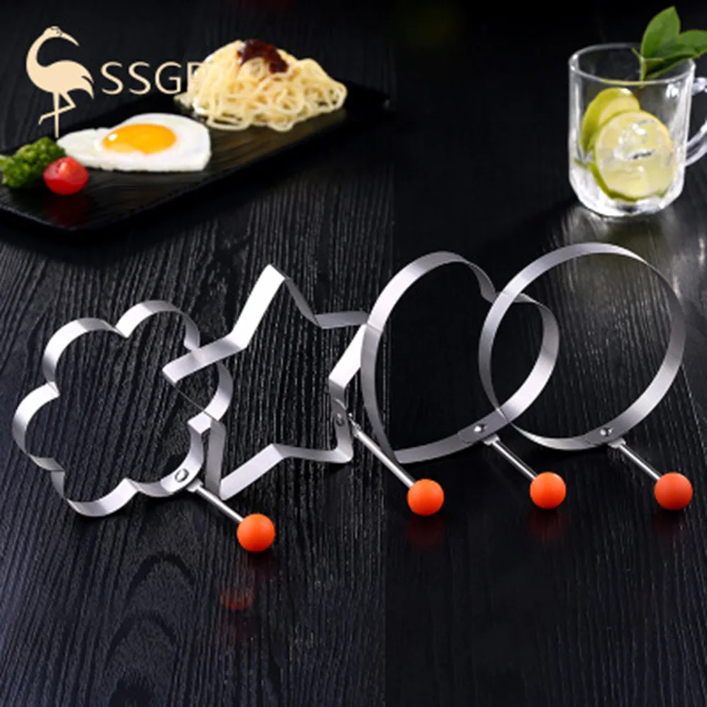 

SSGP SUS304 stainless steel omelette model Fried egg mold non-stick omelette heart-shaped Five stars round heart plum blossom