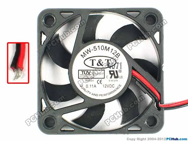 

T&T MW-510M12B Server Cooling Fan DC 12V 0.11A 50x50x10mm 2-Wire