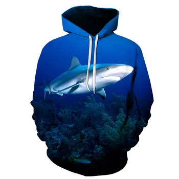 

Blue Deep Sea Shark Pattern Hoodies Print 3d Mens Casual Hip Hop Streetwear Sweatshirt Hoodie Unisex Pullover Hooded Sweatshirts