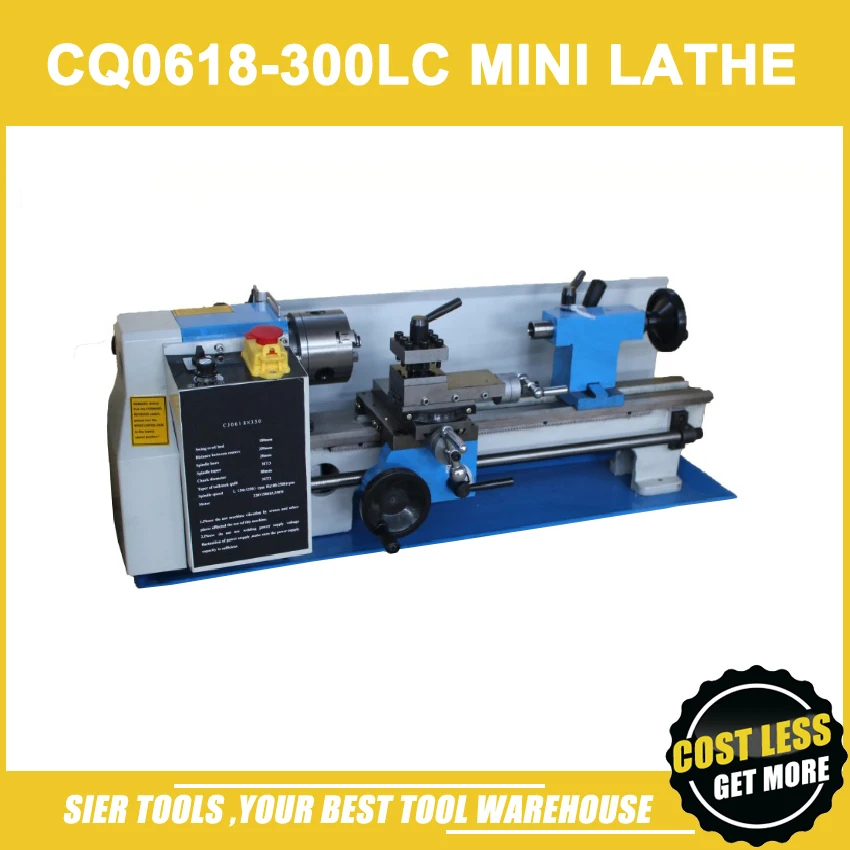 

CQ0618-300LC mini lathe/400W motor wood lathe/metal lathe machine with 100mm chuck/ 11 pcs turning tools set