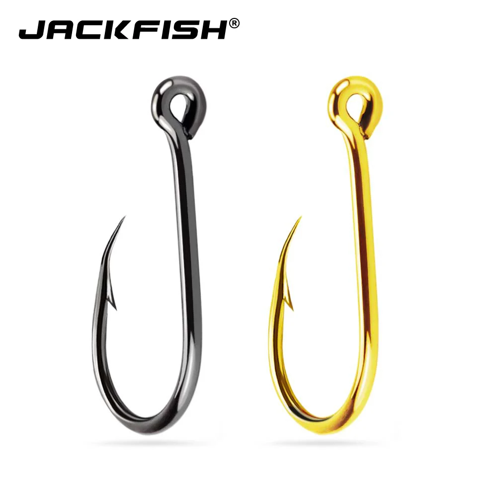 JACKFISH الصيد هوك مختلطة حجم 100 قطعة/الوحدة الشائكة السنانير #1-#10 عالية الكربون الصلب الصيد هوك ل الكارب الصيد اكسسوارات