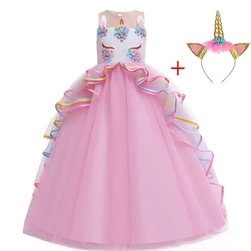 vestido de unicórnio de 7 anos