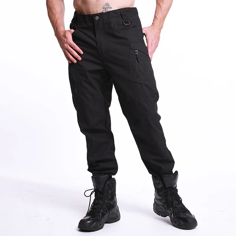 Тактические брюки-карго, мужские черные спортивные штаны SWAT, Военные боевые штаны, мужские рабочие брюки, армейские страйкбольные Стрейчевые хлопковые брюки для мужчин