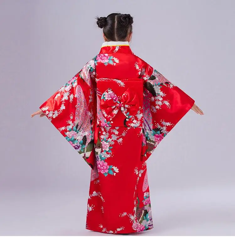 5 цветов Детская Павлин юката Костюмы традиционные Japones кимоно костюм для девочек японские кимоно платье