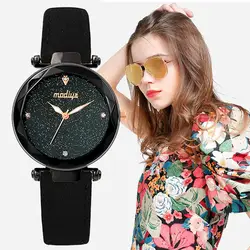 Мода Звездное небо Алмазная мозаика кожаный ремешок для часов женщина кварцевые часы Элегантные Элитный бренд подарок Баян saati horloge dames * L