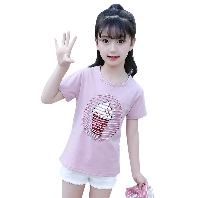 JOYINPARTY 2019 T-Shirt For Girls Cartoon Girl Fashion Shirts Child Teenage Summer Clothes 6 8 10 12 14 Year |