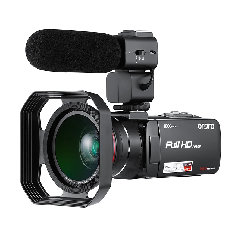 Ordro HDV Z82 стабилизатор для камеры 10X оптический зум 24MP 1080 P видеокамера с внешним