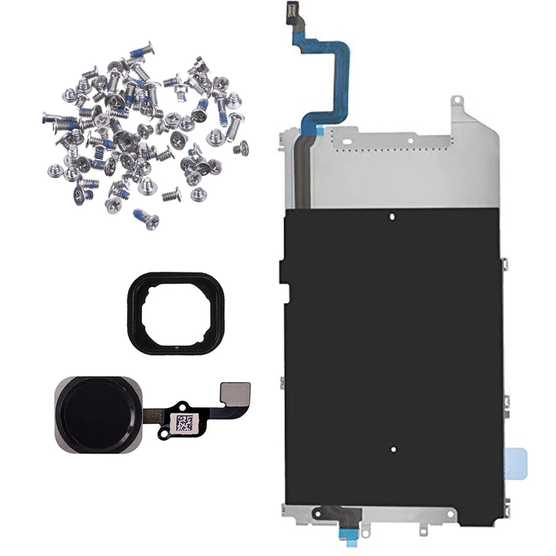 

for IPhone 6 6 Plus Back Classic Metal Plate with Heat Shield + Home Button Flex Cable + home button key with full set screws