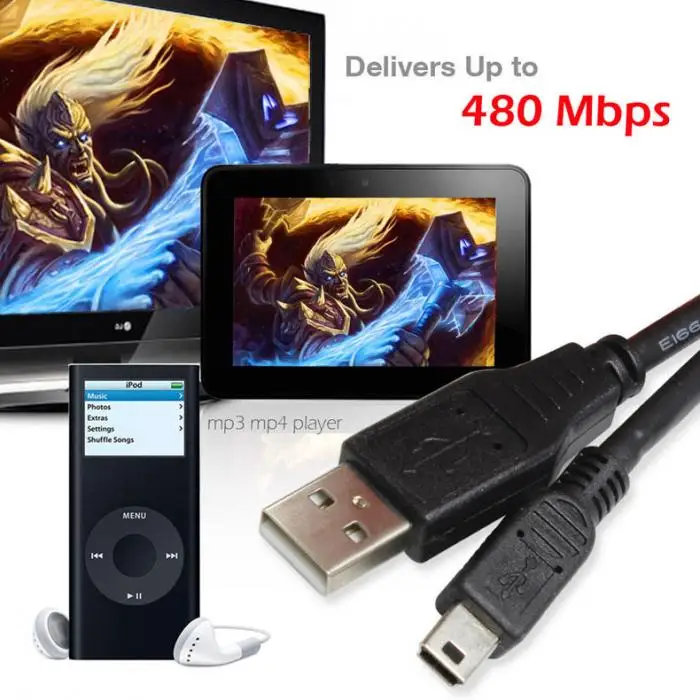 Горячая 3 метра 2,0 Мини USB зарядное устройство кабель Шнур для sony PS3 контроллер Чистая медь