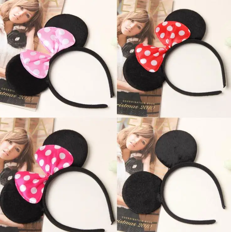 Disney головной убор Плюшевые Уши Минни Маус головы Микки для девочек повязки волос