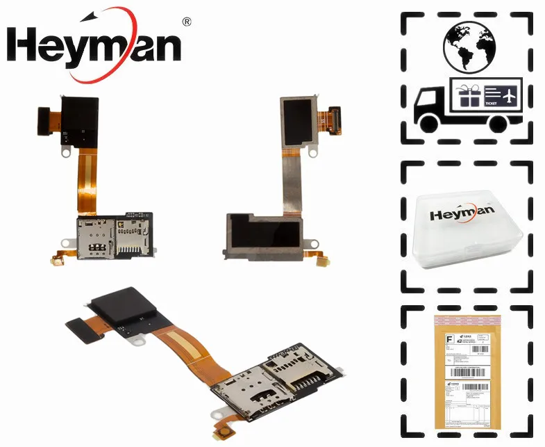 Гибкий кабель Heyman для sony M2 D2303 D2305 D2306(для одной sim-карты, с разъемом для карты памяти, с плоским кабелем