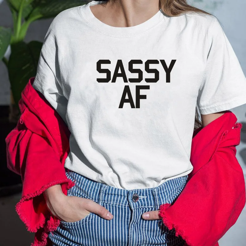 

SASSY AF Print Women t shirt Cotton Casual Funny t shirt For Lady Top Tee Hipster Tumblr Drop Ship SB2030