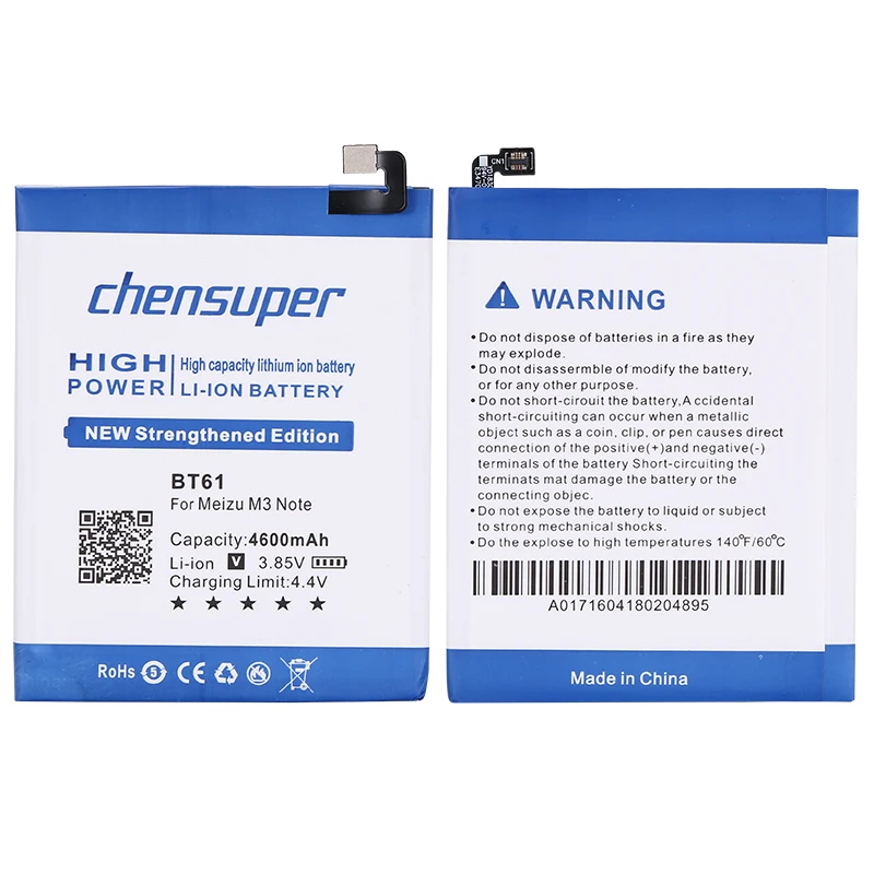Литий полимерный аккумулятор chensuper BT61 4600 мАч для Meizu M3 Note L681H L681 сменные батареи