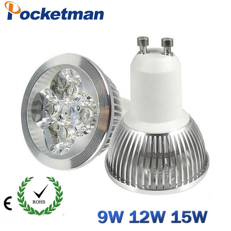

1pcs Super Bright 9W 12W 15W GU10 Dimmable LED Bulb 110V 220V Led Spotlights Warm/Cool White GU 10 LED lamp