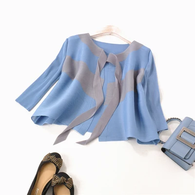 Горячая Miyake fold двойной o-образный вырез культивировать свою мораль показать сложить модный лук пальто